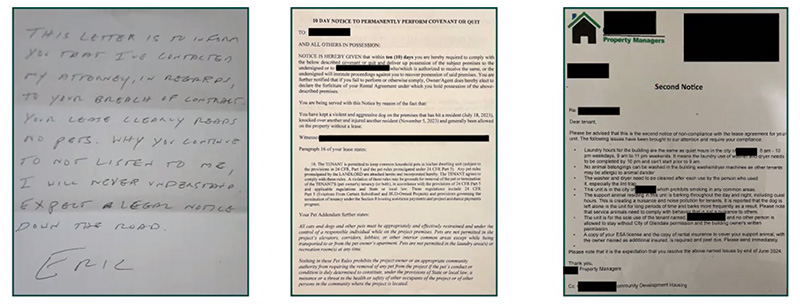 How do you know which kind of notice actually requires action on behalf of the tenant? Diana and Zaira break it down in their presentation. Here’s a hint: an official notice requires certain language that the handwritten note on the left lacks.